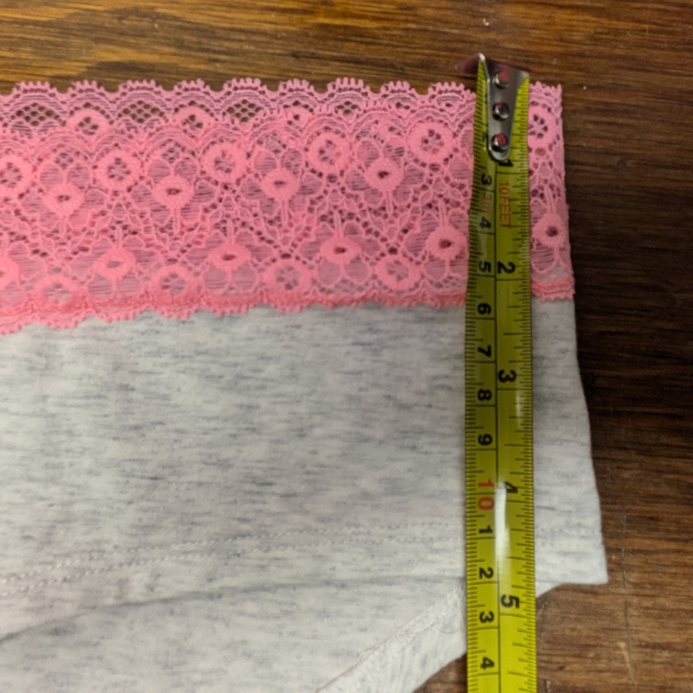 SO XL Lace Trim Hipster Panties, Heather Gray Coral Waistband College Bottom - Picture 4 of 4